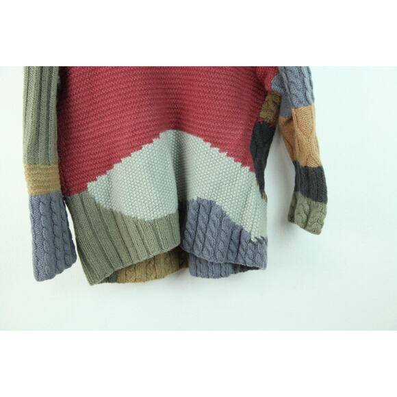 Vintage XS S Cardigan Cable Knit Patchwork Chunky Cottagecore Whismsigoth Cozy - Picture 12 of 12